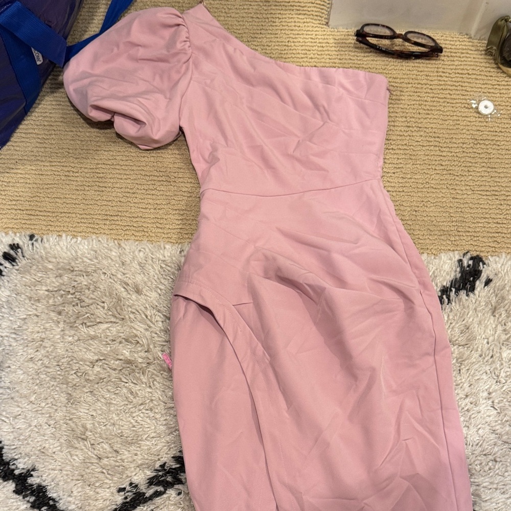 Astr Blush One-Shoulder Dress